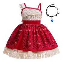 Comprar Vestidos De Playa De Borlas De Verano Para Niños Moana Trajes De Rol Chicas De Halloween Personajes Vestidos De Princesa Collar
