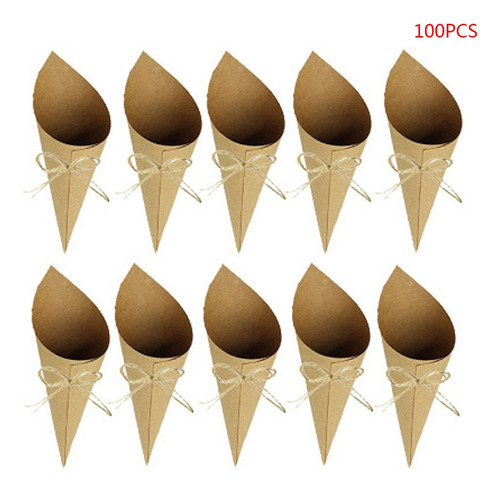 100 Conos De Confeti De Papel Kraft Vintage Creativos