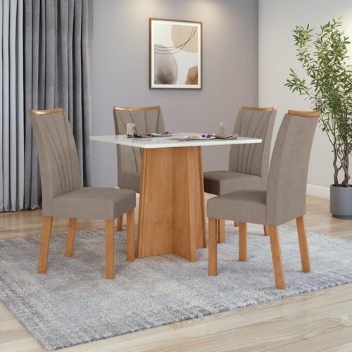 Mesa 0,90 Celebrare E 4 Cad.apogeu Suede Animale Amendoa/off