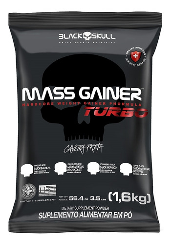 Hipercalorico Mass Gainer Turbo Refil - 1,6kg - Black Skull Sabor Baunilha