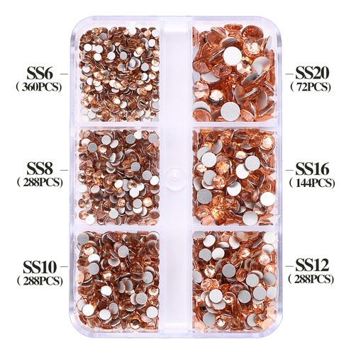 Rhinestones De Vidrio Ss6-ss20 Uñas, Caja 6 Compartimientos