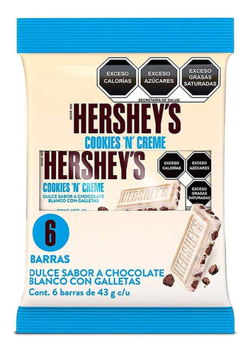 Barras De Chocolate Hershey's Cookies N Creme 6 Pack 43g