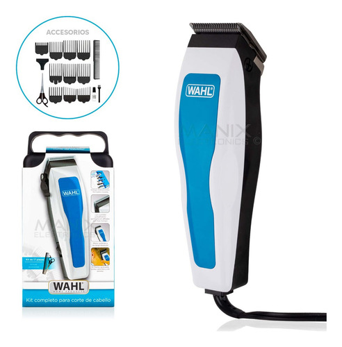 Recortadora Wahl Complete Haircutting 17PC Kit 79420-200 blanca y azul