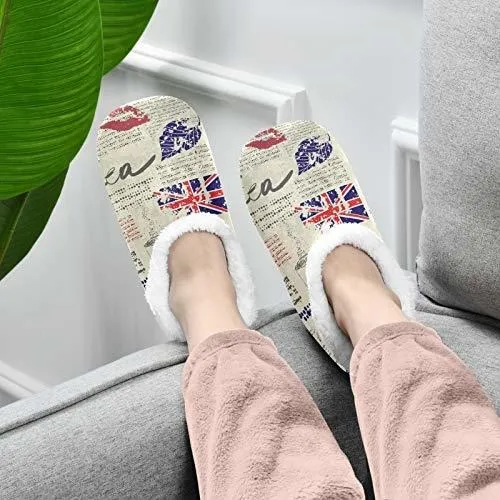 Pantuflas Escocesas Mujer Retro Con Forro Polar