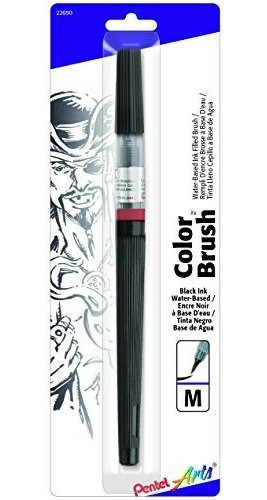 Pentel Color De La Pluma Del Cepillo, Negro (gflbp101).