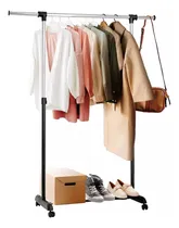 Comprar Perchero De Pie  Shoppy Movil Con Ruedas Barral Simple Mobiliario Organizador De Ropa