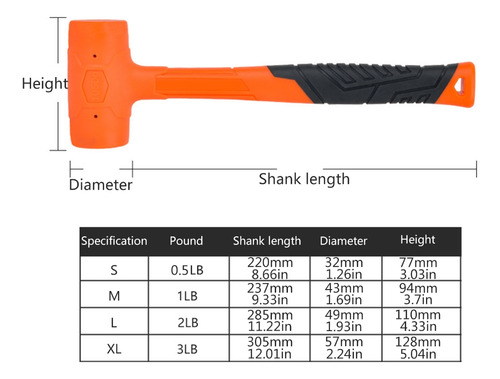 (s) Herramienta Multifuncional Dead Blow Orange Mallet Soft