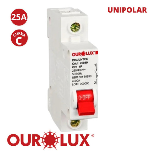 Disjuntor Ourolux 25a Unipolar Curva C