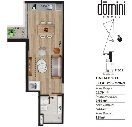 Imagen 6 de 12 de Venta De Monoambiente En Domini House En Cordón
