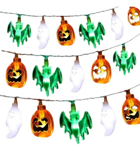 Luces Para Halloween Foco Fantasma Calabaza 30 Leds 17 Pies