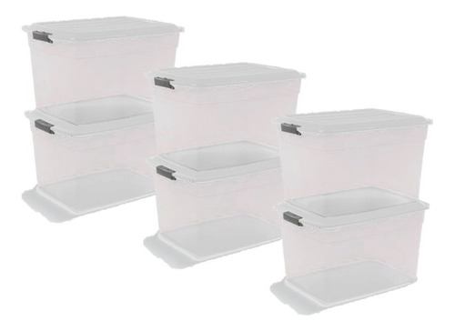 Caja Plástica Con Tapa 42lts Colombraro - Pack X 6 Unidades