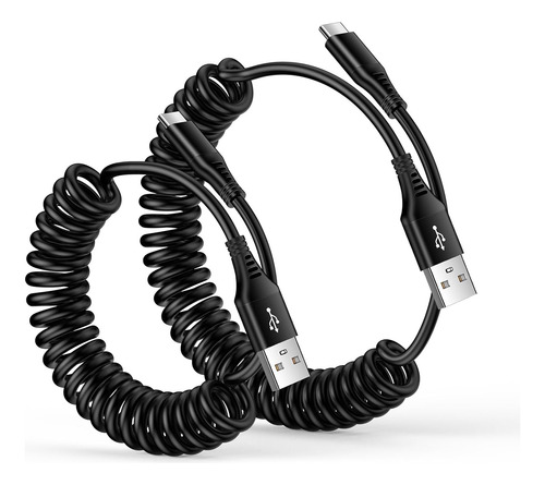 Cable Usb C En Espiral Para Automóvil, 3 6 Pies Usb A Tipo
