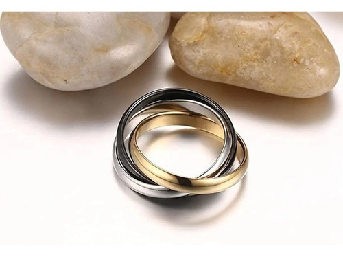 Anillo Tres Aros Tres Tonos Entrelazados Talla 6