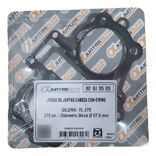 Junta Cabeza Cilindro Gilera Yl 275 Con Oring