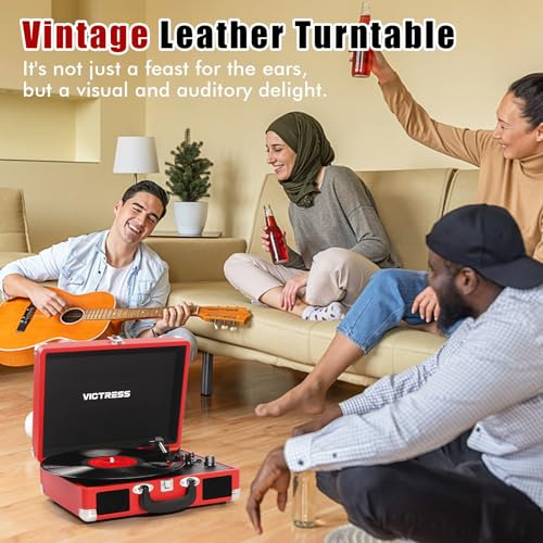 Pack Tocadiscos Vinilo Porttil Bluetooth Con Altavoces