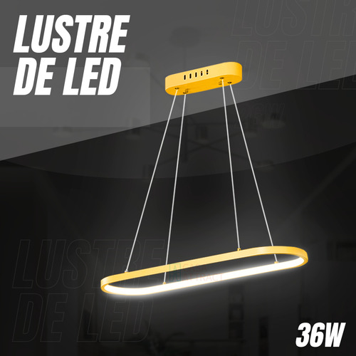 Pendente Led Oval Dourado Quarto Cozinha Mesa Controle 3 Tons Dimmer Moderno Forro Gesso Bancada Casa Attract 4x4sc