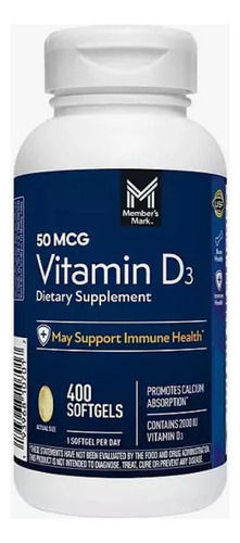 Members Mark Vitamina D3 50 Mcg (2000 Iu) Con 400 Softgels