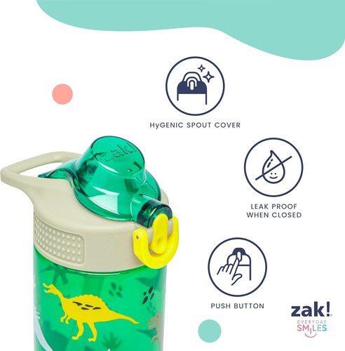 Zak Designs Botella Diseño De Minecraft, Plástico 16 Y 25 Oz Flower Power 16 Onza