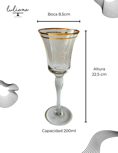 Juego De 4 Copas De Cristal Roma Vino Filo Dorado