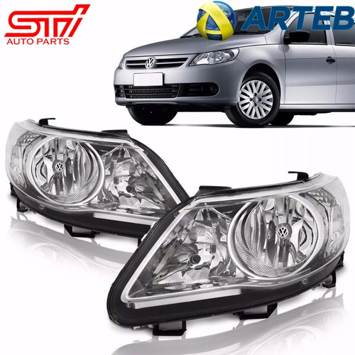 Imagem 5 de 5 de Par Farol Gol G5 Arteb Foco Duplo Cromado 2011 2012 2013