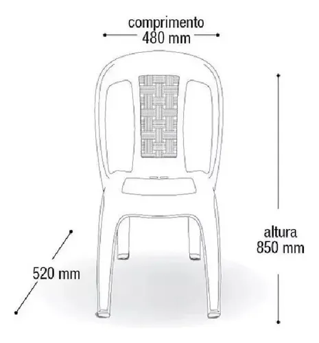 Conjunto 10 Cadeiras Plásticas Preta Bistrô até 154kg