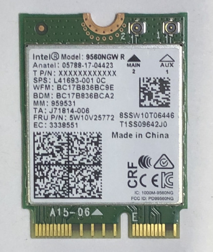 Tarjeta De Red Wifi Y Bluetooth Intel Dual Band 9560ngw R