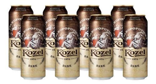 8 Cervezas Checas Kozel Dark De 500 Ml En Lata