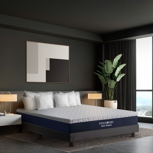 Colchón Restonic Gel Foam - Queen Size Mci Color Azul