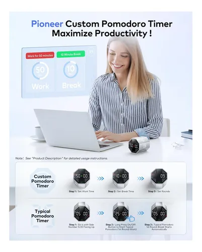 Ticktime Pomodoro Timer Cube, Pomodoro Personalizado, Pausa