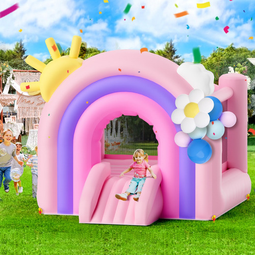Trampolín Brincolín Inflable Niños Rosa Lila 2.3 X 2.3m Msi
