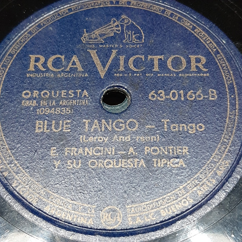 Pasta Francini Pontier Su Orquesta Tipica Rca Victor C522