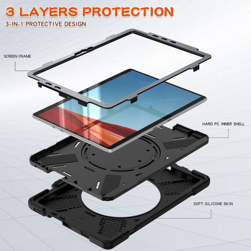 Funda Resistente Con Rotación De 360 Grados Para Microsoft Surface Pro X 2019, Funda Con Soporte De 13 Pulgadas Con Mango Y Agarre