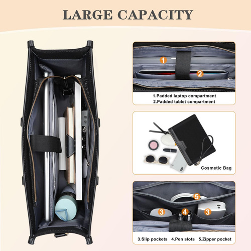 Bolso Cartera Mosiso Para Macbook Dell Hp Ipad Cosmeticos Negro.