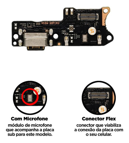 Placa Sub Redmi 9t/poco M3 Compatível Com Xiaomi