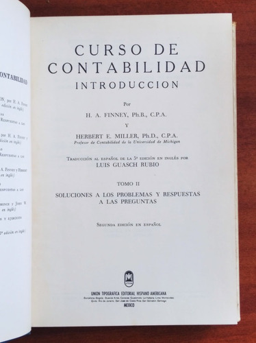Curso De Contabilidad Introducción Tomo 2 / Finney - Miller (Usado)