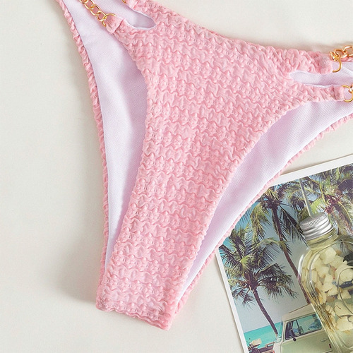 C (pk-xl) Traje De Baño Tipo Tanga De Corte Alto Con Cuello