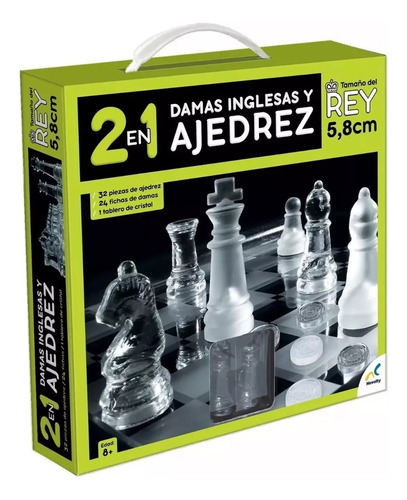 Juego De Lujo 2 En 1 Ajedrez Y Damas Inglesas De Cristal