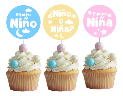 30 Cupcake Toppers Revelación De Género Reveal Gender Baby