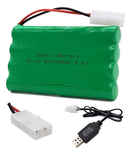 Qsmily 9.6 V Rc Battery Pack, 1000 Mah Aa Recargable Ni-cd B