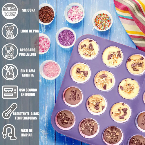 Molde Silicon Reposteria Moldes Cupcakes 24 Cup Horno Moldes De Silicona Para Cupcake Antiadherente Libre Bpa Pack 2 Moldes Magdalenas Silicona Horno Antiderrames Muffins Color Azul Pastel Okshop