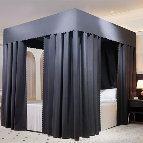 Cortinas De Cama Con Dosel Color Negro 4 Cortinas De Esqui
