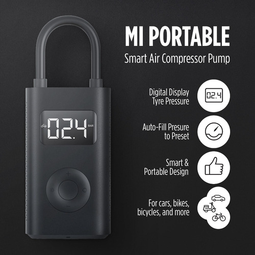 Imagen 3 de 4 de Compressor Portatil Xiaomi Mi Portable Air Moto Bici Recarg.