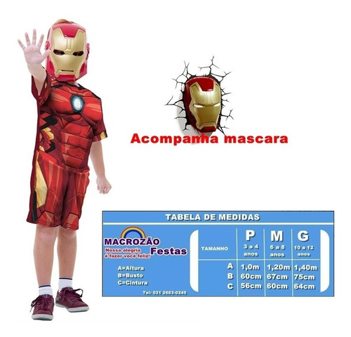 Fantasia Infantil Homem De Ferro Completa Original Marvel