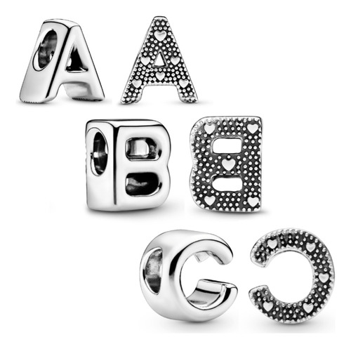 Charms Abecedario Pandora Plata S925 Con Joyero De Regalo