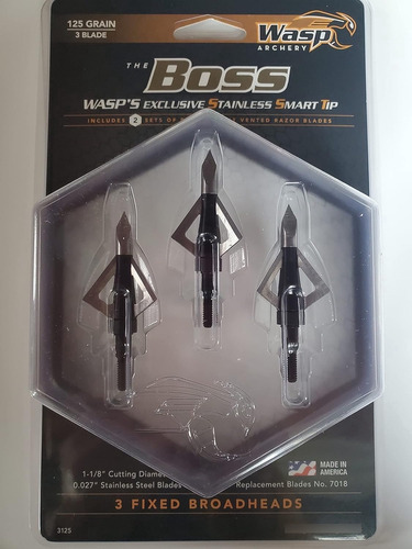 Wasp Boss 3 Blade Fixed Broadhead 125 Grain