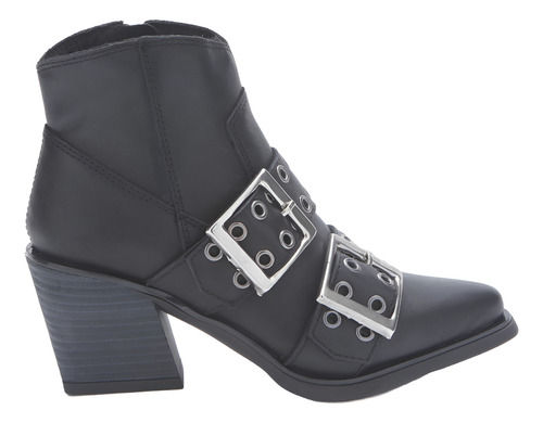 Bota Mesta-205 Savage Negro Cuero Texana Taco Moda De Mujer