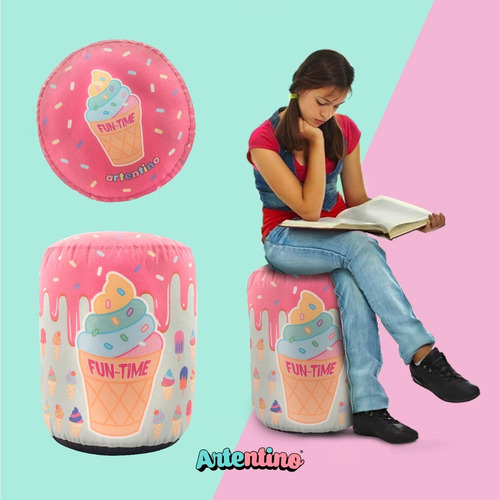 Imagen 2 de 7 de Puff Almohadon Banco Mujer Joven Regalo Infantil Nena Helado