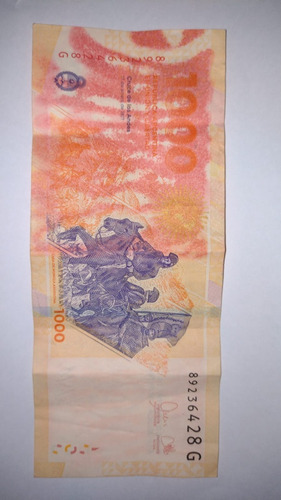Billete De 1000 Pesos Argentinos, Con Error De Color .