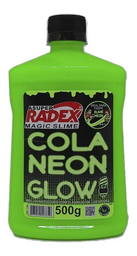 Cola Neon Glow Verde 500g 1 Un Magic Slime