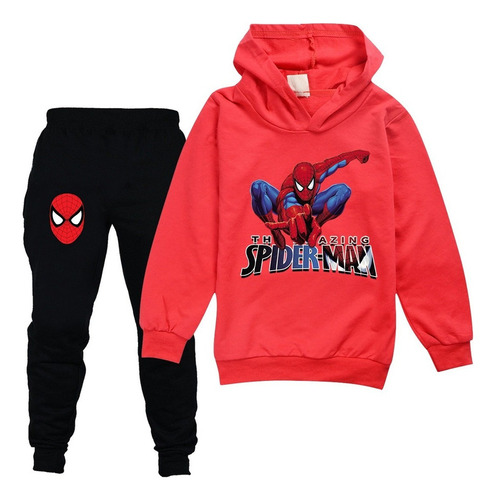 Spider-man Chándal Conjunto Capucha Y Pantalón Para Niños